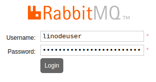 RabbitMQ login screen to verify the new users management access credentials.